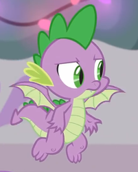 Size: 434x540 | Tagged: safe, screencap, spike, dragon, g4, the hearth's warming club, claws, cropped, male, solo, tail, winged spike, wings