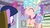 Size: 1920x1080 | Tagged: safe, screencap, cozy glow, twilight sparkle, alicorn, pegasus, pony, g4, school raze, duo, envelope, eyes closed, female, filly, flying, foal, glowing horn, horn, letter, saddle bag, twilight sparkle (alicorn)