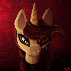 Size: 1000x1000 | Tagged: safe, artist:pedrohander, oc, oc only, oc:gray compass, pony, unicorn, bust, clothes, mask, solo
