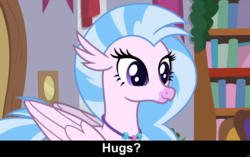Size: 1920x1206 | Tagged: safe, silverstream, hippogriff, g4, bronybait, caption, cs captions, cute, diastreamies, female, hug request, hugs needed