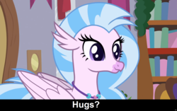 Size: 1920x1206 | Tagged: safe, silverstream, hippogriff, g4, bronybait, caption, cs captions, cute, diastreamies, female, hug request, hugs needed, solo