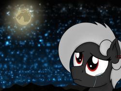 Size: 1600x1200 | Tagged: safe, artist:toyminator900, oc, oc only, oc:luriel maelstrom, pegasus, pony, crying, ear piercing, earring, eyelashes, jewelry, looking up, moon, night, piercing, stars
