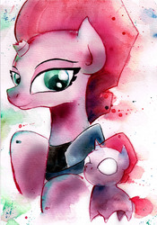 Size: 2409x3437 | Tagged: safe, artist:mashiromiku, fizzlepop berrytwist, tempest shadow, pony, g4, female, filly, filly tempest shadow, high res, mare, movie, solo, traditional art, watercolor painting, younger