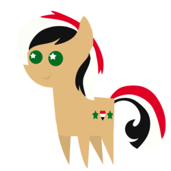 Size: 1080x1080 | Tagged: safe, artist:archooves, derpibooru exclusive, oc, oc only, oc:syriana, pony, /mlpol/, flag waving, nation ponies, pointy ponies, ponified, simple background, solo, starry eyes, syria, transparent background, wingding eyes