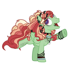 Size: 1459x1339 | Tagged: safe, artist:vintage-owll, oc, oc only, unnamed oc, pegasus, pony, base used, bracelet, choker, dreadlocks, ear piercing, jewelry, lip piercing, male, necklace, offspring, parent:tree hugger, parent:zephyr breeze, parents:zephyrhugger, piercing, signature, simple background, solo, stallion, transparent background, watermark