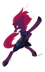Size: 1219x1920 | Tagged: safe, artist:gintoki23, tempest shadow, pony, unicorn, g4, armor, broken horn, female, horn, kicking, mare, simple background, solo, transparent background