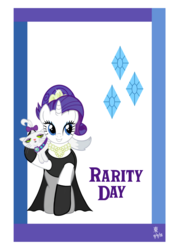 Size: 2000x2800 | Tagged: safe, artist:jazzytyfighter, opalescence, rarity, g4, audrey hepburn, breakfast at tiffany's, cutie mark, high res, movie poster, movie reference, outfit, rarity day, reference