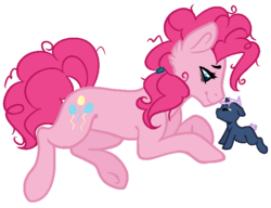 Size: 662x508 | Tagged: safe, artist:gr0ttie, pinkie pie, oc, oc:blue moon, pony, g4, baby, baby pony, magical lesbian spawn, offspring, parent:pinkie pie, parent:princess luna, parents:lunapie, simple background, transparent background