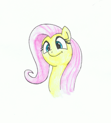 Size: 1600x1771 | Tagged: safe, artist:hovel, fluttershy, pony, g4, cute, flutterbob, solo, traditional art
