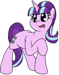 Size: 567x725 | Tagged: safe, artist:bennimarru, starlight glimmer, pony, unicorn, g4, equal cutie mark, female, flat colors, raised hoof, simple background, smiling, solo, transparent background