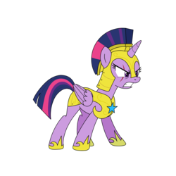 Size: 1300x1300 | Tagged: safe, alternate version, artist:linedraweer, twilight sparkle, alicorn, pony, g4, armor, background removed, commission, eye scar, female, gritted teeth, helmet, hoof shoes, horn, royal guard, scar, scarred, simple background, solo, transparent background, twilight sparkle (alicorn), vector, wings