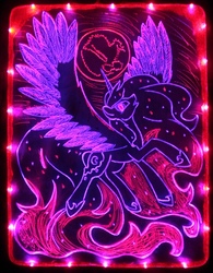 Size: 1294x1655 | Tagged: safe, artist:elektrik-nedouchka, artist:irfp250n, artist:joellethenose, princess luna, alicorn, pony, g4, blood moon, female, glowing eyes, large wings, mare, moon, solo, spread wings, wings