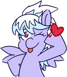 Size: 700x800 | Tagged: safe, artist:threetwotwo32232, cloudchaser, pegasus, pony, g4, female, heart, mare, one eye closed, simple background, solo, tongue out, transparent background, wink