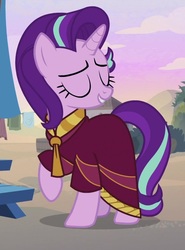 Size: 607x822 | Tagged: safe, screencap, starlight glimmer, pony, unicorn, g4, road to friendship, clothes, cropped, eyes closed, female, mare, robe, solo