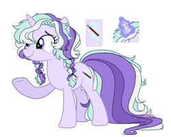 Size: 1024x824 | Tagged: safe, artist:sweet-caramella, oc, oc only, oc:mythic mane, pony, unicorn, female, mare, reference sheet, simple background, solo, white background