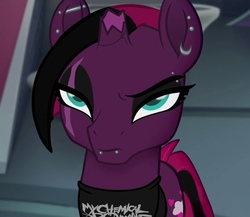 Size: 922x802 | Tagged: safe, edit, edited screencap, screencap, tempest shadow, pony, g4, my little pony: the movie, cropped, emo, female, piercing, snake bites, solo