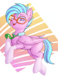 Size: 1024x1365 | Tagged: safe, artist:shydale, oc, oc only, oc:apriori, pegasus, pony, abstract background, accessory swap, bodypaint, coat markings, collar, female, glasses, necktie, socks (coat markings), solo