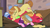 Size: 1280x720 | Tagged: safe, screencap, big macintosh, feather bangs, smooth vibes, sugar belle, earth pony, pony, g4, hard to say anything, season 7, cutie mark, eyes closed, female, food, male, mare, out of context, pie, pony pile, stallion