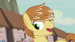 Size: 1280x720 | Tagged: safe, screencap, feather bangs, earth pony, pony, g4, hard to say anything, male, our town, smiling, solo, stallion