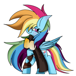 Size: 5000x5000 | Tagged: safe, artist:starlythesillyartist, rainbow dash, pegasus, pony, g4, absurd resolution, alternate hairstyle, alternate universe, clothes, female, goggles, scarf, simple background, solo, transparent background