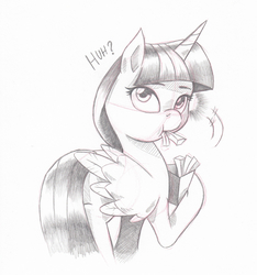 Size: 1017x1088 | Tagged: safe, artist:saturdaymorningproj, twilight sparkle, alicorn, pony, g4, eating, female, food, french fries, grayscale, hay fries, looking over shoulder, mare, monochrome, pencil drawing, simple background, sketch, solo, traditional art, twilight sparkle (alicorn), white background