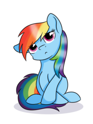 Size: 3000x4000 | Tagged: safe, artist:rainbowtashie, rainbow dash, pegasus, pony, g4, crossed legs, female, frown, looking at you, mare, simple background, sitting, solo, transparent background