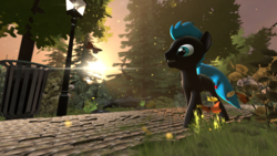 Size: 2560x1440 | Tagged: safe, artist:princeokami, oc, 3d, male, park, source filmmaker, stallion