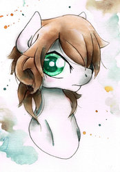 Size: 1600x2298 | Tagged: safe, artist:mashiromiku, oc, oc only, pony, commission, solo, traditional art, watercolor painting