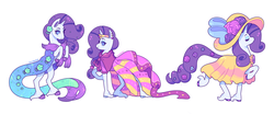 Size: 1280x534 | Tagged: safe, artist:sillyrapids, rarity, pony, unicorn, g4, clothes, colored hooves, costume, dress, female, flower, flower in tail, gala dress, hat, mare, mermarity, nightmare night costume, rarity's mermaid dress, rearing, simple background, solo, starry eyes, sun hat, sundress, unshorn fetlocks, white background, wingding eyes