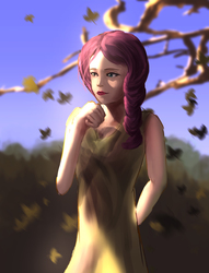 Size: 2163x2835 | Tagged: safe, artist:aidelank, fluttershy, human, g4, clothes, female, high res, humanized, solo, tree