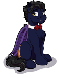 Size: 3000x4000 | Tagged: safe, artist:lupiarts, oc, oc only, oc:noctis fructosi, bat pony, pony, bat pony oc, commission, handsome, male, necktie, simple background, sitting, solo, transparent background