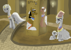 Size: 4960x3508 | Tagged: safe, artist:mr100dragon100, egyptian, female, filly, male, mummy