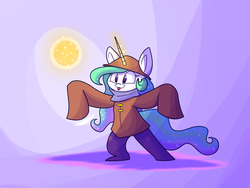 Size: 1280x960 | Tagged: safe, artist:heir-of-rick, princess celestia, g4, clothes, cosplay, costume, crossover, female, niko (oneshot), oneshot, solo, sun, tongue out