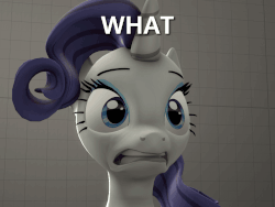 Size: 960x720 | Tagged: safe, artist:fishimira, rarity, pony, unicorn, g4, 3d, animated, female, reaction image, solo, source filmmaker, stage.bsp, wat