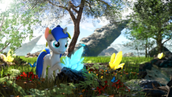 Size: 3840x2160 | Tagged: safe, artist:adorveya, oc, oc only, oc:adorveya, pony, unicorn, 3d, crystal, female, flower, high res, mare, solo