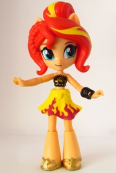 Size: 1346x2000 | Tagged: safe, artist:whatthehell!?, sunset shimmer, equestria girls, g4, candy, clothes, doll, equestria girls minis, food, irl, lollipop, merchandise, photo, ponied up, sandals, sarong, swimsuit, toy