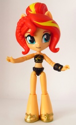 Size: 1205x1965 | Tagged: safe, artist:whatthehell!?, sunset shimmer, equestria girls, g4, clothes, doll, equestria girls minis, irl, merchandise, photo, ponied up, sandals, swimsuit, toy