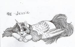 Size: 960x597 | Tagged: safe, artist:69beas, oc, oc only, oc:jessie feuer, alicorn, pony, alicorn oc, solo, traditional art