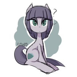 Size: 1280x1280 | Tagged: safe, artist:lilboulder, maud pie, earth pony, pony, g4, cute, female, looking at you, mare, maudabetes, question mark, sitting, solo