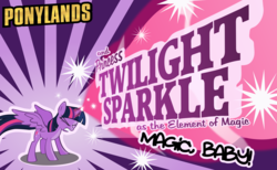 Size: 3000x1847 | Tagged: safe, artist:ace play, twilight sparkle, alicorn, pony, g4, borderlands, female, magic, poster, solo, twilight sparkle (alicorn)