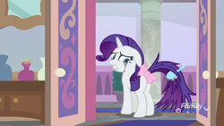 Size: 1920x1080 | Tagged: safe, screencap, rarity, pony, unicorn, g4, school raze, bow, butt, could be worse, crying, female, hairbrush, mare, mascara, messy tail, plot, tail bow