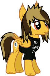 Size: 621x955 | Tagged: safe, artist:lightningbolt, derpibooru exclusive, pegasus, pony, g4, .svg available, alex gaskarth, all time low, butt fluff, cheek fluff, clothes, dyed mane, dyed tail, ear fluff, folded wings, hair over one eye, happy, hoof fluff, male, ponified, shirt, show accurate, simple background, smiling, solo, stallion, standing, svg, t-shirt, tail feathers, transparent background, vector, wing fluff, wings