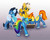 Size: 1814x1456 | Tagged: safe, alternate version, artist:xbi, applejack, rainbow dash, soarin', spitfire, earth pony, pegasus, pony, g4, butt, clothes, feeding, food, herbivore, horses doing horse things, lineless, oats, plot, rainbow douche, rainbutt dash, tabun art-battle finished after, trough, uniform, wonderbolts uniform