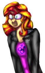 Size: 1140x1851 | Tagged: safe, artist:juliamity, sunset shimmer, equestria girls, g4, angry, female, implied lesbian, pride, shrunken pupils, simple background, solo, transparent background, yelling