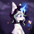 Size: 2449x2449 | Tagged: safe, artist:mint-light, oc, oc only, pony, unicorn, choker, ear fluff, female, flower, high res, horn, levitation, magic, mare, night, night sky, sky, smiling, solo, stars, telekinesis, unicorn oc