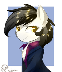 Size: 1700x2000 | Tagged: safe, artist:morningbullet, oc, oc only, oc:noot, bird, penguin, bust, chest fluff, clothes, female, mare, shirt, smiling, solo focus