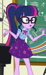 Size: 589x943 | Tagged: safe, screencap, sci-twi, twilight sparkle, equestria girls, g4, my little pony equestria girls: better together, overpowered (equestria girls), clothes, cropped, female, geode of telekinesis, glasses, ponytail, skirt, solo