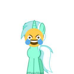 Size: 1500x1500 | Tagged: safe, artist:poniesmemes, lyra heartstrings, g4, meme, open eye crying laughing emoji, simple background, watermark, white background, 😂