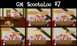 Size: 4800x2900 | Tagged: safe, artist:gm-scoots, artist:little jackie papercut, apple bloom, scootaloo, sweetie belle, oc, oc:countess blackstone, oc:feenie mcfeatherwing, oc:gold rush, breezie, vampire, comic:bleeding hearts, g4, bard, breezie oc, cutie mark crusaders, dungeons and dragons, fantasy class, implied octavia melody, pen and paper rpg, ranger, rogue, rpg