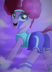 Size: 1280x1773 | Tagged: safe, artist:php97, pinkie pie, earth pony, pony, g4, scare master, butt, clothes, costume, female, halloween, holiday, mare, nightmare night costume, pinkie puffs, plot, shirt, shorts, smiling, solo